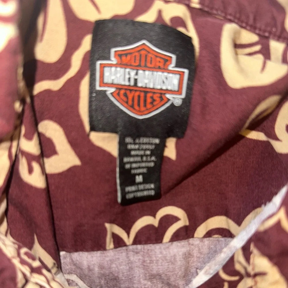 Harley Davidson Motorcycles Cotton Hawaiian Shirt Short Sleeve Men's Size Medium - Picture 5 of 5